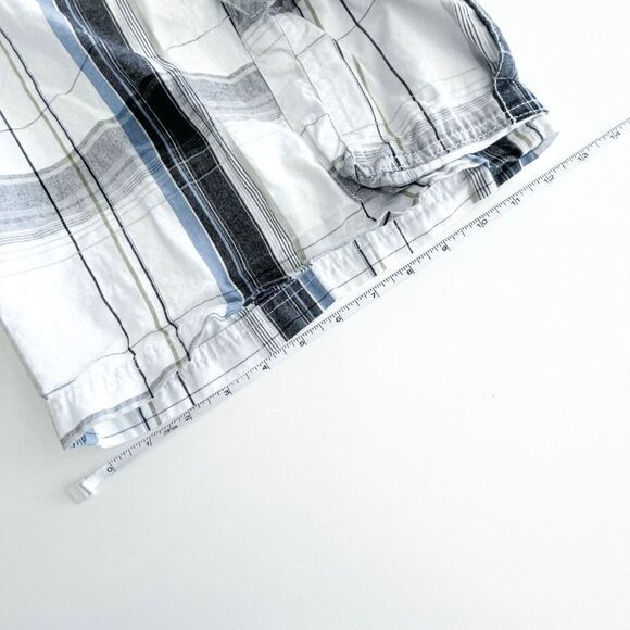 LEE Dungarees Mens Cargo Plaid Casual Flat Front Shorts Blue White Size 36 - Picture 7 of 9